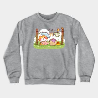 Shiba Inu Laundry Day on Windy Meadow Crewneck Sweatshirt